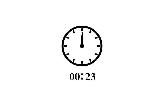 Simple analog clock face showing time passing in dynamic motion loop.