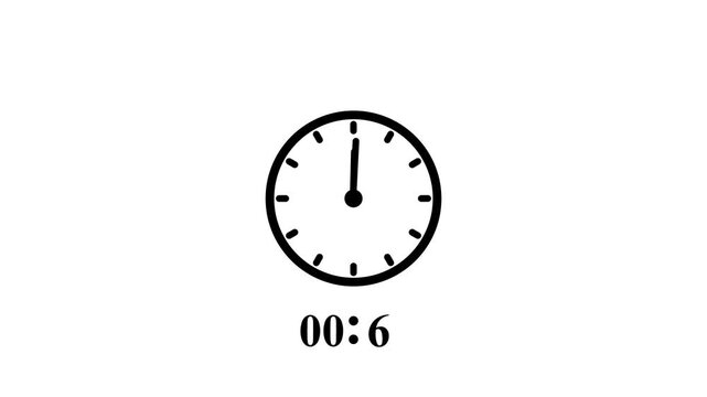 Minimalistic and elegant 10-second animation of a clock counting time on white background.