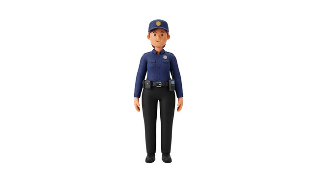 Female Police Officer Standing Full Body Studio Shot.