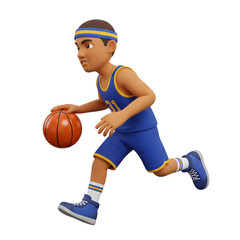 Naklejka premium Cartoon Basketball Player Running with Ball