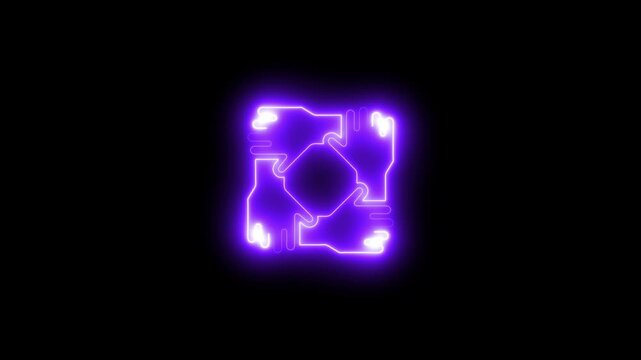 Neon glowing hands forming square unity symbol animation