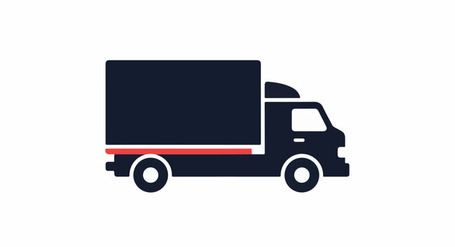 Dark blue truck with a red stripe along the bottom side, on a white background