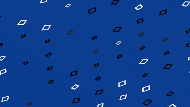 Scattered graduation caps falling on blue background