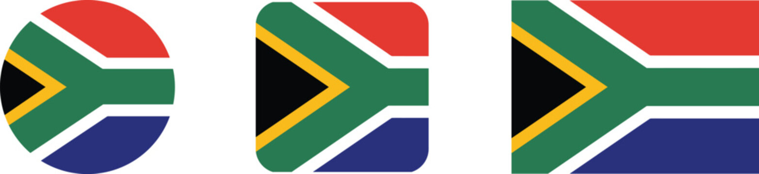 South african flag vector graphics in various shapes