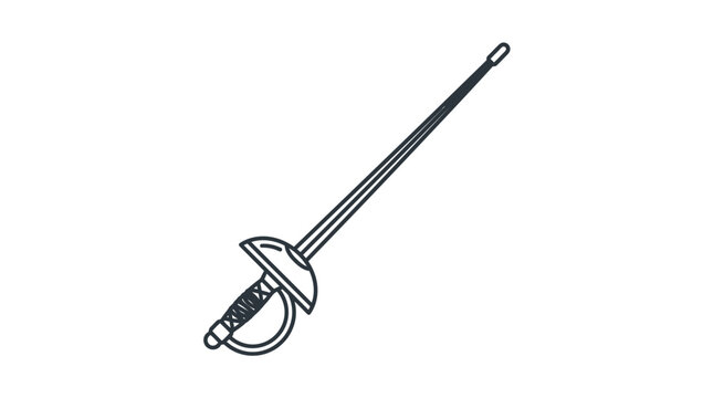 Diagonal line art of a fencing saber sword.