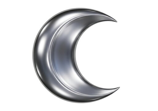 A shiny metal crescent moon icon is displayed prominently