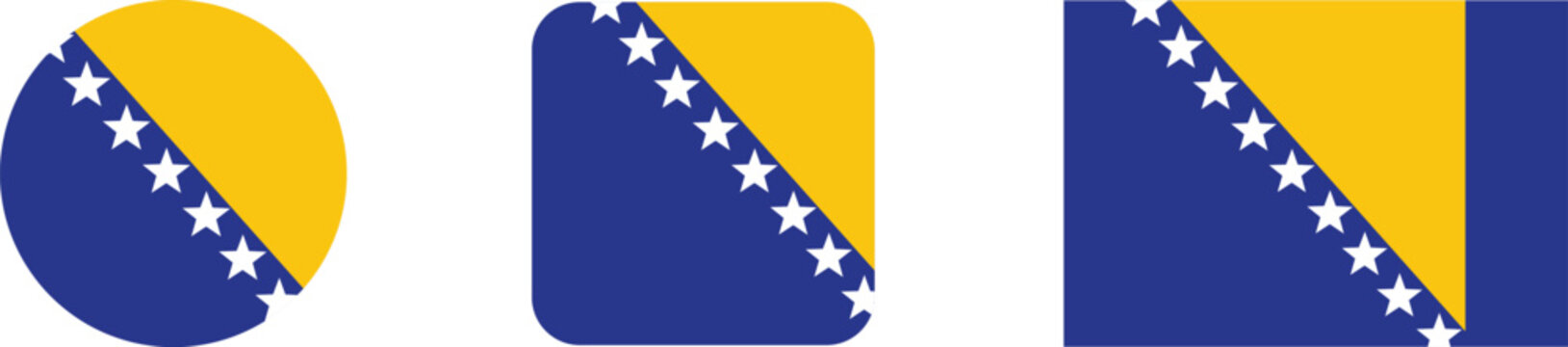 Vector bosnia and herzegovina flag icons in various shapes