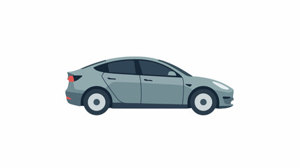 Fototapeta premium A modern, gray sedan with tinted windows and sleek lines, set against a white background
