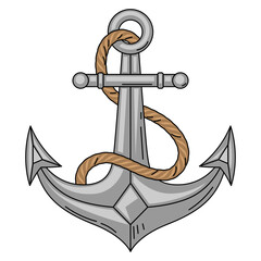 Obraz premium Nautical anchor with rope. Travel and tourism symbol. Retro style conceptual illustration.