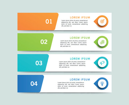 Business infographic design template with 4 options, steps or processes	