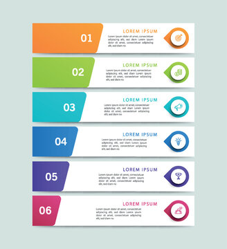 Business vector infographic design template with icons and 6 options or steps