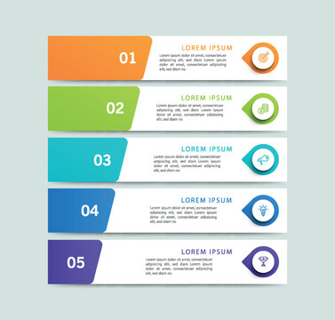Business infographic  template with 5 options or steps