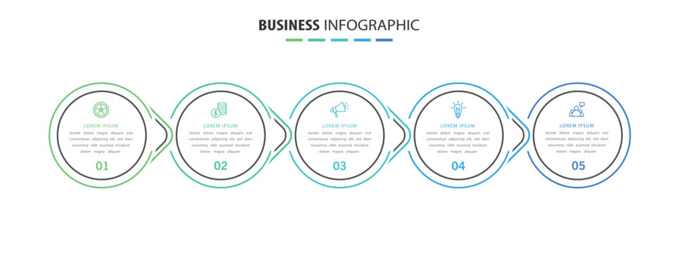Business infographic  template with 5 options or steps