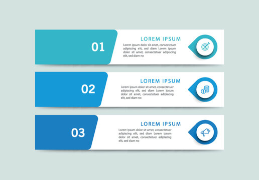 Business infographic template with 3 options or steps
