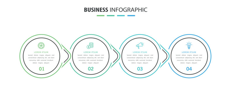 Business infographic design template with 4 options, steps or processes	