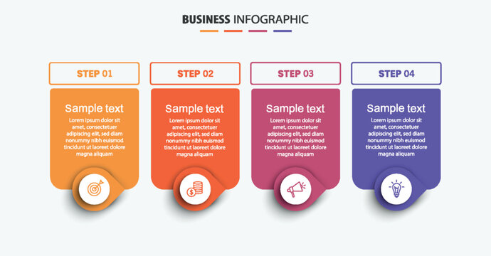 Business infographic design template with 4 options, steps or processes	