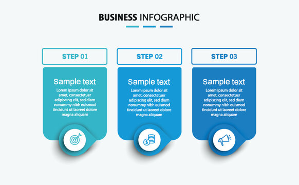 Business infographic template with 3 options or steps