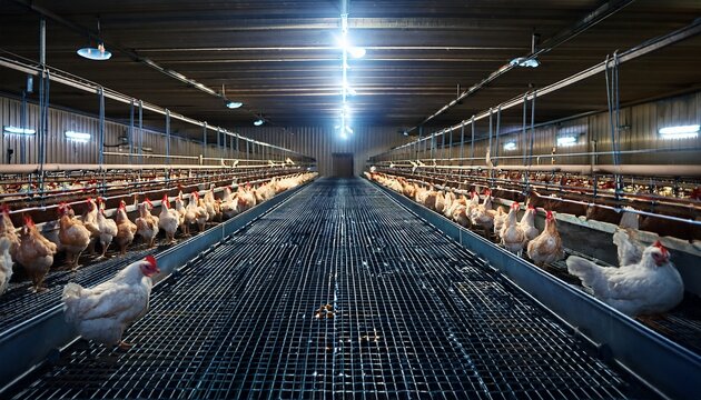 this is a chicken farm where chickens are raised for meat they live indoors and are fed special food to help them grow
