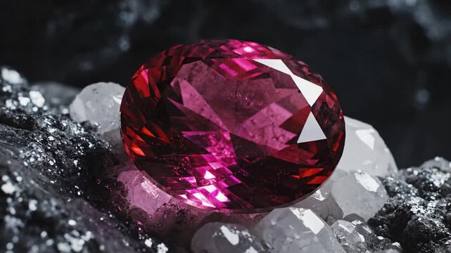 A Deep Purple Amethyst Gemstone with Faceted Cuts on a Mineral Cluster