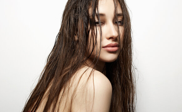beautiful girl with wet hair