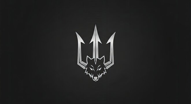 Silver wolf head integrated with a trident weapon.