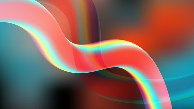 Vibrant chromatic 3D wave line background with dark contrast and prism light