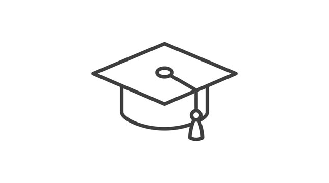 Minimalist graduation cap mortarboard line art icon.