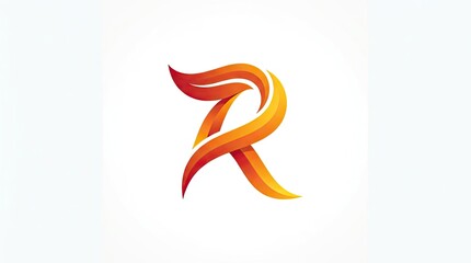 Obraz premium Stylized letter R in the shape of orange flames.