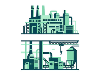 Obraz premium Modern industrial factory assembly line with machinery.