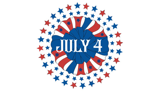 Decorative red white and blue rosette for fourth of July