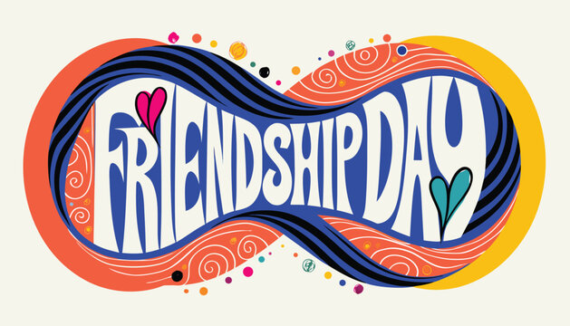 Colorful friendship day typography art with an infinite loop design element
