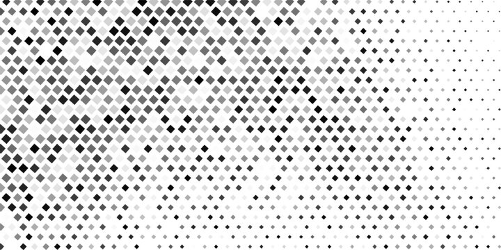 Abstract black and white diamond halftone pattern background. Monochrome rhombus pixel grid texture.