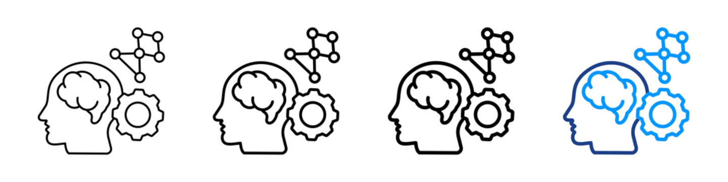 System Thinking Icon Different Style Outline Collection Set.