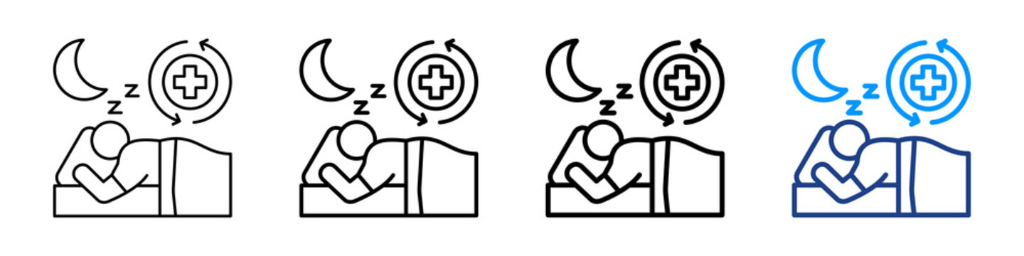 Recovery Sleep Icon Different Style Outline Collection Set.