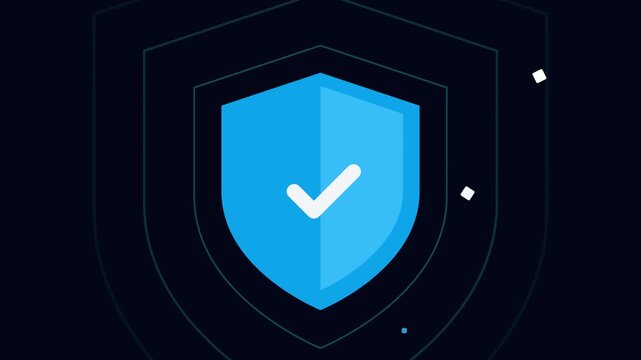 Animated Digital Shield with a Checkmark Signifying Protection and Successful Validation Process