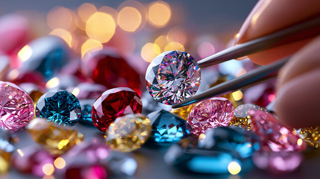 AI generator images of The process of selecting gemstones involves removing flaws and choosing the most beautiful and perfect stones to create the most exquisite jewelry.