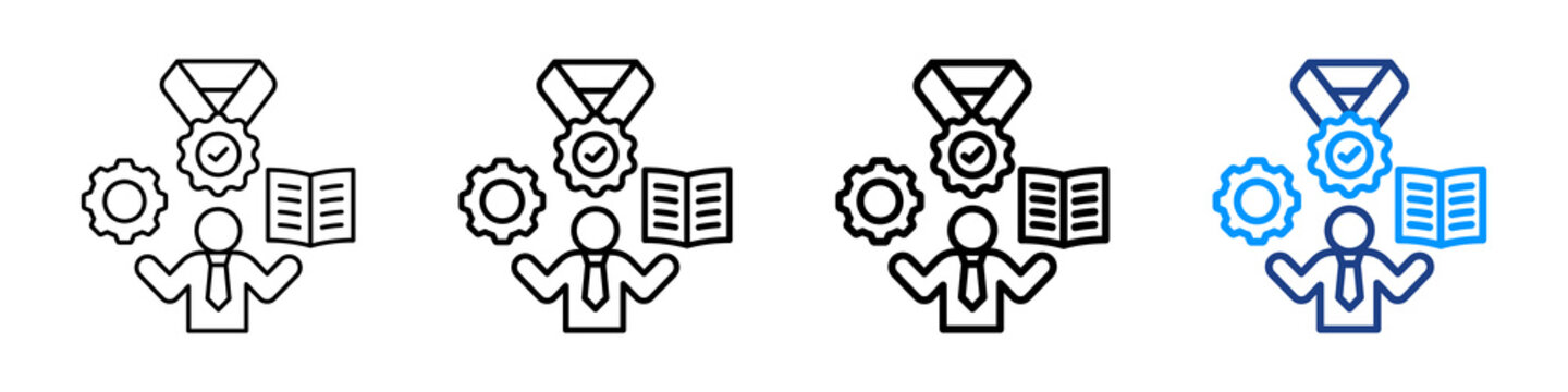 Skill Mastery Icon Different Style Outline Collection Set.