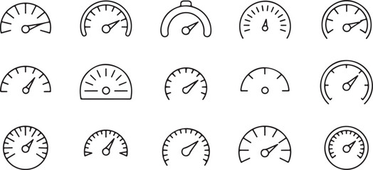 Fototapeta premium speedometer vector pack gauges for ui and dashboard icons set
