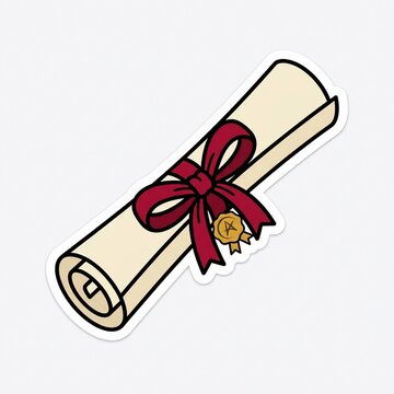 Rolled up parchment with red ribbon and seal