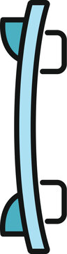 Blue wakeboard or snowboard standing upright with black handles
