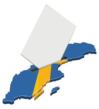 Vector artwork symbolizing political elections, democratic voting, national referendum, and citizen participation inside the map of Sweden, (cut out)