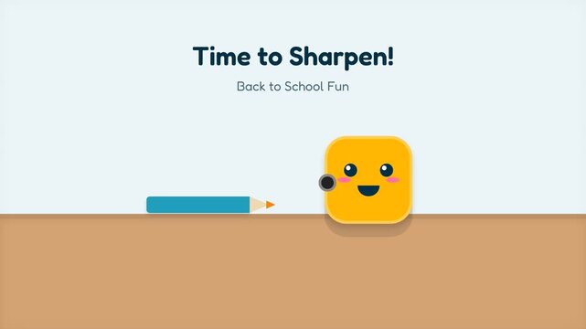 Animated Back to School Pencil Sharpener Character Motion Graphic.