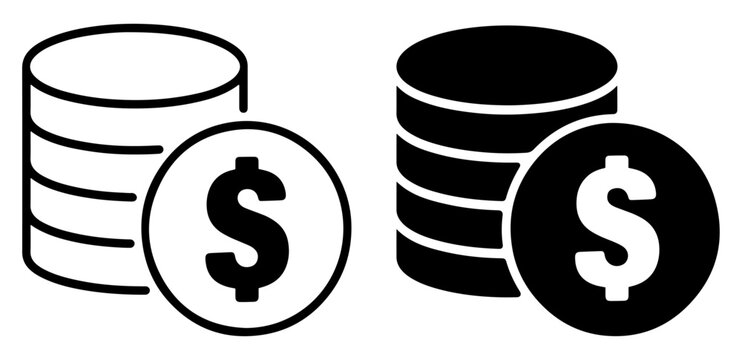money coin stack icon set