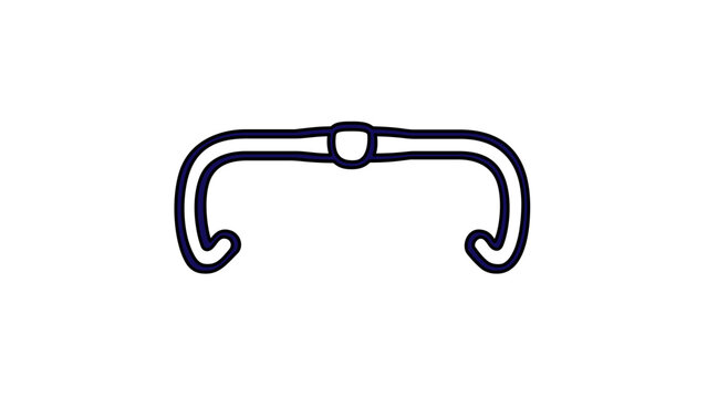 Curved drop handlebars vector icon for road cycling and bicycle component illustration. Minimalist line art design of racing bike steering part for athletic performance on a white background.