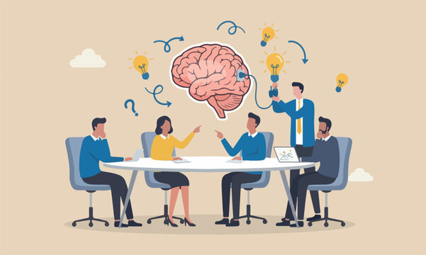 Creativity success, intelligence or solution concept, businessman connect plug with lightbulb idea to human brain