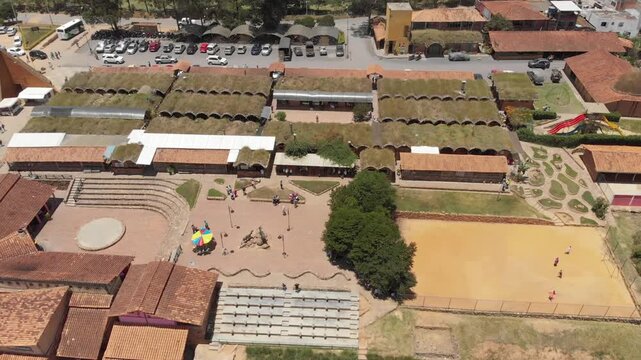 peasant market Acuarela tourist center Mesa de los Santos Santander Colombia aerial view with drone