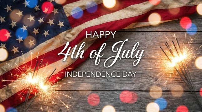 Festive 4th of july independence day celebration with american flag and sparklers