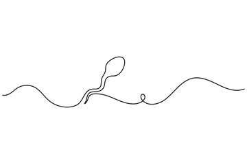 Obraz premium Sperm cell continuous line art minimalist outline icon for fertility concept