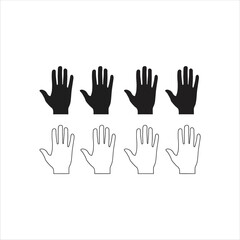 Fototapeta premium Set of hand icons, palm gesture, human hand silhouette, vector illustration