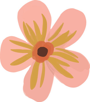 Hand Painted Floral Bloom Element Illustration